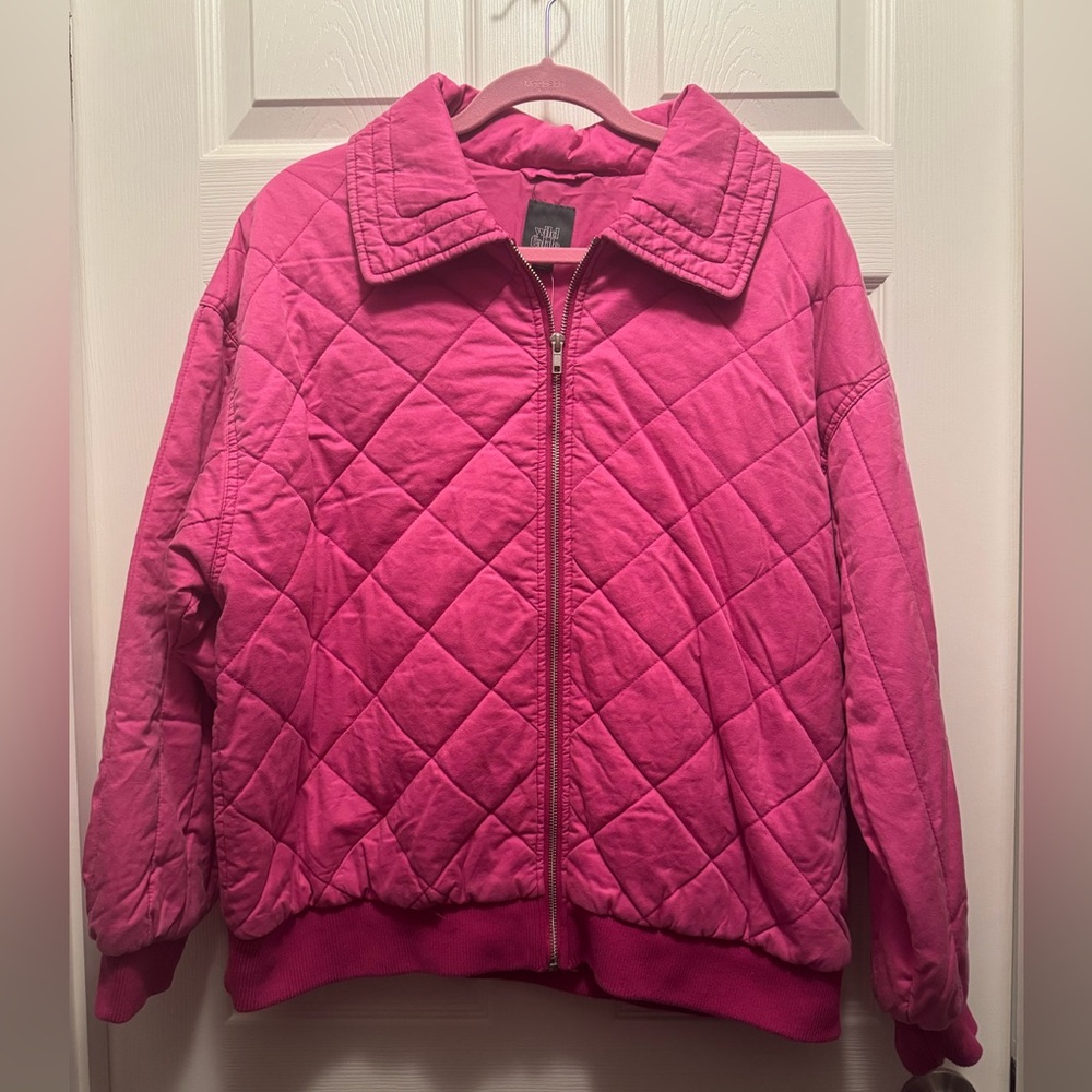 Wild Fable Pink Quilted Bomber Jacket